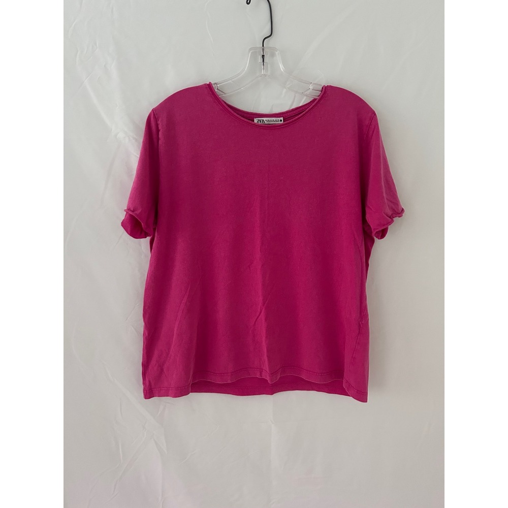 Zara Woman Extra Large XL Pink Cotton Blend Casual Short Sleeve Tee